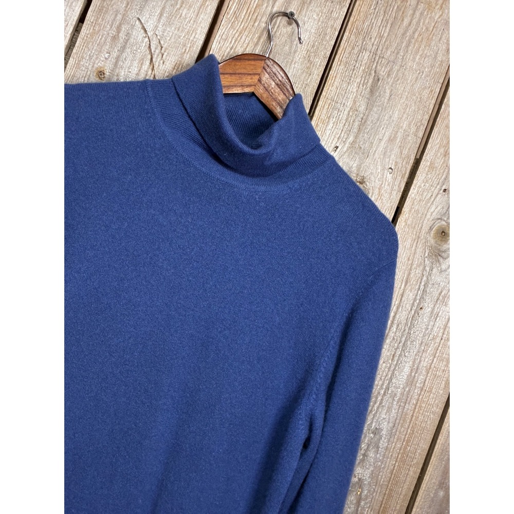 Lands End Womens Blue 100% Cashmere Turtleneck Sweater Large 14-16 47793